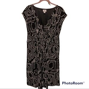 Worthington Geometric Print Cap Sleeve Dress